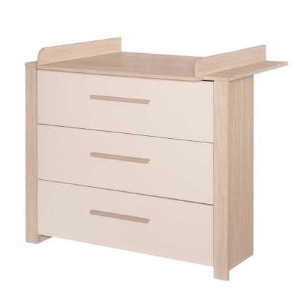 MondoSofa Cassettiera Moderna 3 Cassetti Con Spazio Aperto – Design Bicolore Legno Scuro E Beige, 64 Cm, Per Camera O Soggiorno