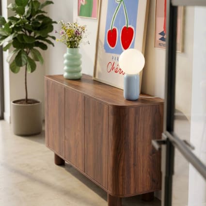 Modernes rechteckiges Sideboard mit 3 Türen L 120 cm dunkles Holz Dario