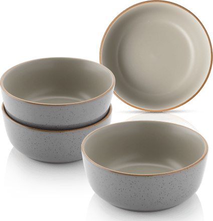 4er Set Schalen aus Steingut, grau Rio perlgrau