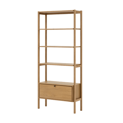 Librería effetto legno rovere e nero 110x25x186cm Cozy | Maisons du Monde