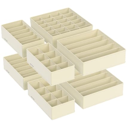 Set di 2 organizer pieghevoli in tessuto non tessuto (grigio) per cassetti, ideali per biancheria intima, reggiseni e calze. Scomparto salvaspazio, scatola porta calze