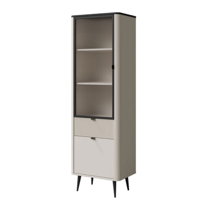 Vitrine mit Glastür, aus Holz, 60x40x191cm, kaschmir / grau Marly