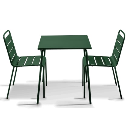 Oviala Tavolo Quadrato Giardino Palavas 70x70 Cm - Acciaio Verniciato Antracite, Resistente UV E Intemperie