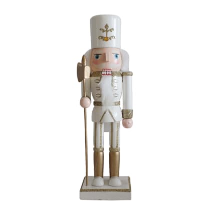 Schiaccianoci Soldato In Legno 38 Cm - Decorazione Natalizia Tradizionale, Base Inclusa
