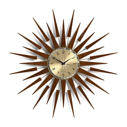 Horloge Murale Soleil Jaune & Doré