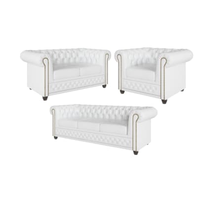 Ensemble canapés fixe 2 et 3 places cuir beige Maliza - Maison Ensemble canapés fixe 2 et 3 places cuir beige Maliza - Maison