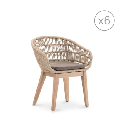 6er Set Gartenstühle aus holz, braun Provenza