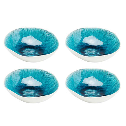 4er-Set Schüsseln aus Keramik, blau Azur