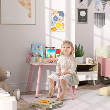 Ensemble Table Et 2 Chaises Enfant AIYAPLAY - Dossier Ours - Table Avec Couvercle Et Sac Maille - Âge 3-6 Ans