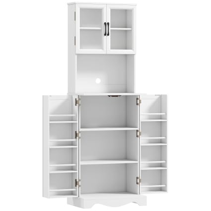 Armadio Da Cucina Bianco 60x35x128 Cm – Ripiani Regolabili, Luci A LED A Sensore, Ante Con Vani Portaoggetti