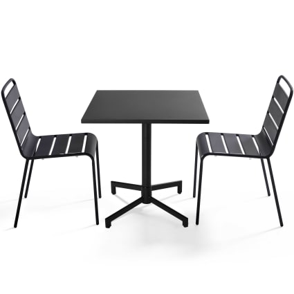 Tavolo alto da giardino 60x60 cm inclinabile in laminato terazzo, Opéra