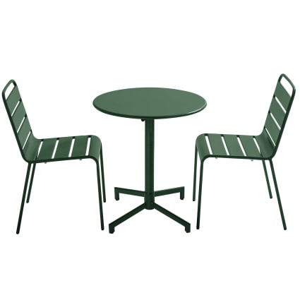 Set tavolo da giardino quadrato in acciaio con 2 sedie, Terracotta