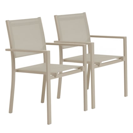Oviala Set Di 2 Poltrone Da Giardino Nice – Alluminio E Textilene Bianco, Leggere E Impiabili, Per Esterni