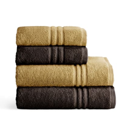 4er-Set Handtücher 700 g/m² Beige/Dunkelbraun (50x100+70x140) Toallas premium