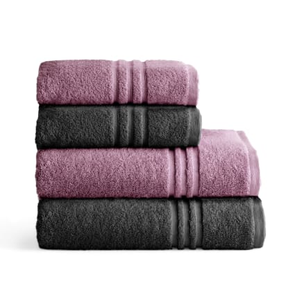 4er-Set Handtücher 700 g/m² Dunkelgrau/Rosa (50x100+70x140) Toallas premium