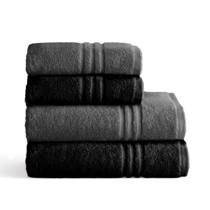 4er-Set Handtücher 700 g/m² Schwarz/Dunkelgrau (50x100+70x140) Toallas premium