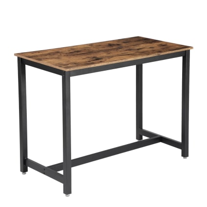 Tavolo Da Bar Industriale Diwhy 105 Cm - Tavolo Alto In Metallo Nero E Legno Massello - Scrivania O Tavolo Da Pranzo 47x50 Cm