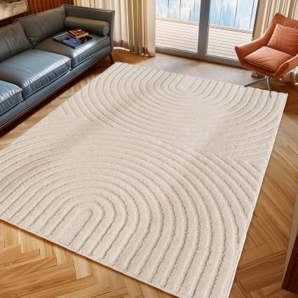 Teppich mit geometrischem Relief creme-120x170 cm Turin