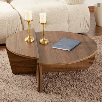 Table basse modulable ronde effet noyer ø90 cm Selma | Maisons du Monde
