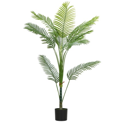 Pianta Artificiale Areca 160 Cm - Palma Finta Tropicale In Vaso, 12 Fronde Realistiche, Zero Manutenzione, Base In Cemento, Arredo Casa Ufficio, Regalo Natale
