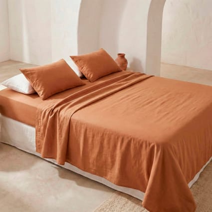 Hermet Parure De Lit 1 Place Dinosaures Orange - 100% Coton Drap Plat Housse Taie