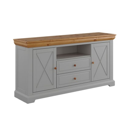 Kommode modernes Design aus Massivholz 166x41x85cm, grau / beige Marone elite