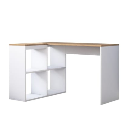 Bureau d'angle décor chêne et blanc l120 cm Cassie | Maisons du Monde