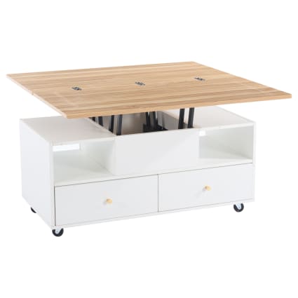 Couchtisch aus MDF höhenverstellbar und klappbar 100x50x47,5 cm, braun