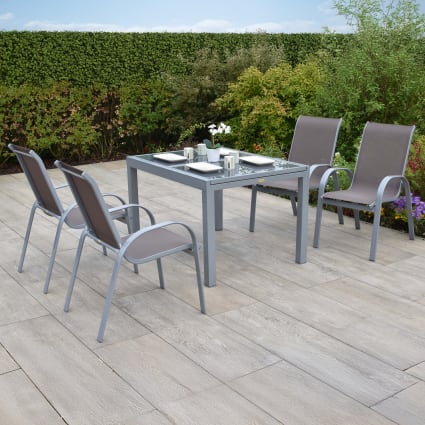 4 Sitzer Gartenessgruppe mit Ausziehtisch, taupe Amalfi