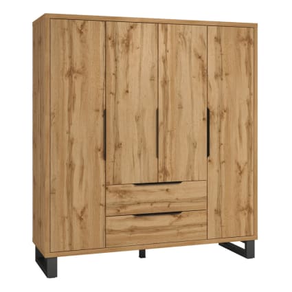 Schrank 4 Türen 2 Schubladen Laminierte Spanplatten Holz Eden
