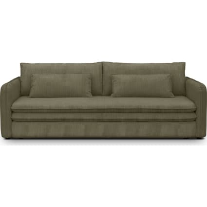 Canapé droit GENERIQUE Banquette convertible 3 places - Velours côtelé vert kaki - Coffre de rangement - L 192 x H 84 x P 93 cm