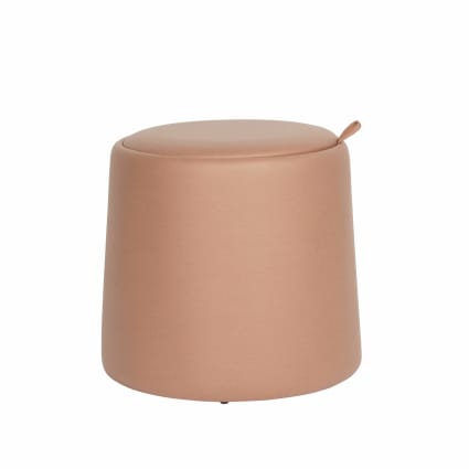 Pouf de rangement rond en similicuir rose 42x45x45 | Maisons du Monde