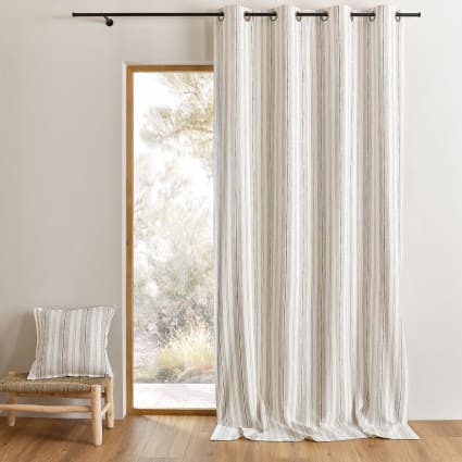 Rideau 100% coton rayures tapissier lourmarin beige 140x260 cm ...