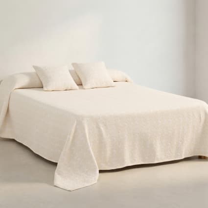 Leichte Tagesdecke aus Baumwolle, Weiß 200x270cm Jazmin