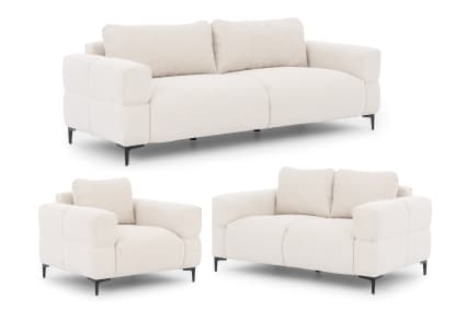 Ensemble de canapé 3+2+1 en tissu structuré crème Cardea | Maisons du Monde