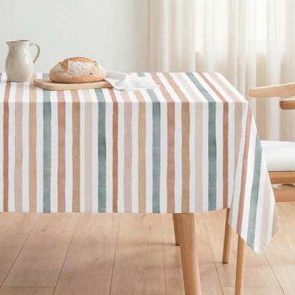 Fleckabweisende beschichtete Tischdecke Streifen bunt 140x140 Harper multicolor