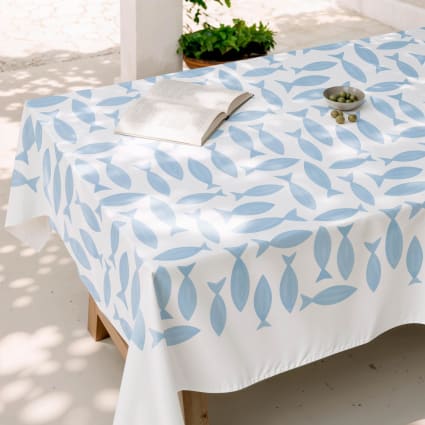 Ganeen Kunststoff-Tischdecke Mit Blauem Blumenmuster – 213 Cm Rund, Vintage, 6 Stück, Wasserdicht & Wiederverwendbar – Ideal Für Partys, Hochzeit & Picknick