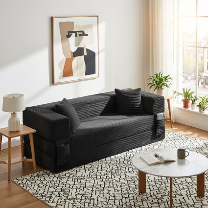 Modulares 3-Sitzer-Sofa Ohne Gestell, Samt, Dunkelgrau