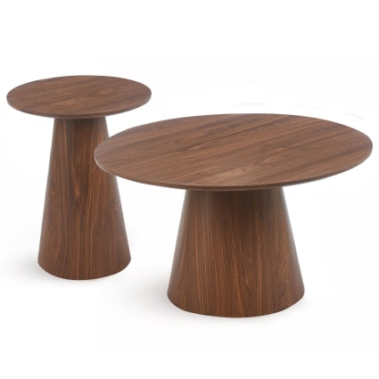 Ensemble de 2 tables basses rondes bois noisette Ensemble | Maisons du ...