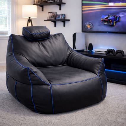 DreamNest Karl - Housse Pouf Géante 100cm Forme Goutte D’Eau En Simili Cuir Sans Remplissage - Beanbag Ultra-Résistante