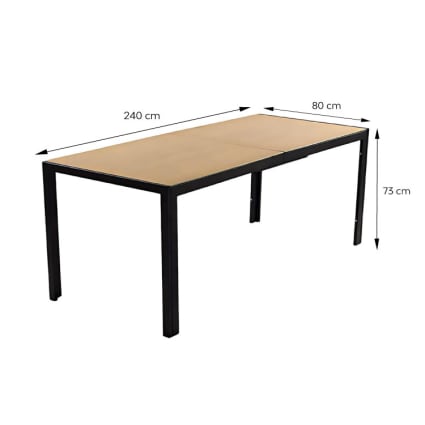 Gartentisch 240 cm für 10 Personen mit Tischplatte aus gehärtetem Glas Brisbane