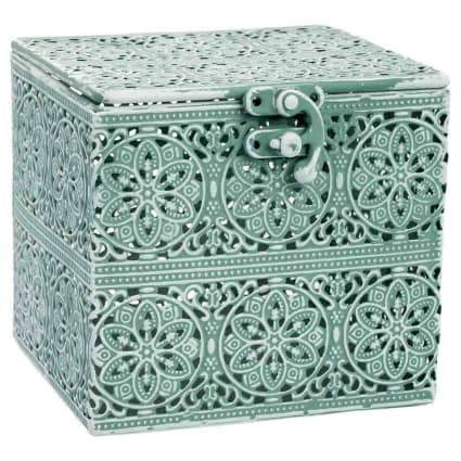 Dose aus Metall 13x13x12 cm grün