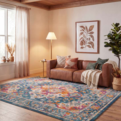 Zeitgenössische Polypropylen-Teppich in Blau/Rosa, 160 x 229 cm Madison