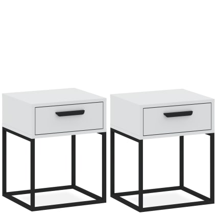 Nachttisch (2-St) rechteckige, minimalistisches Design, weiß Rectus