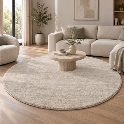 Teppich Hochwertig Elegant, beige, 120 cm rund Nobu