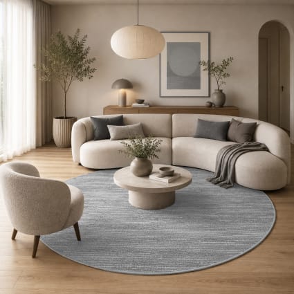 Handgewebter Viskose Teppich, Grau, 200 cm rund Janelle