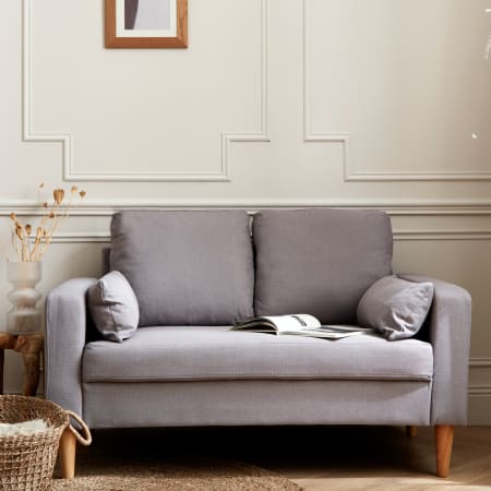 Canapé 2 places en tissu gris clair style scandinave, sweeek