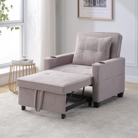 Canapé convertible 3 en 1 en bois gris avec usb et…, Okwish