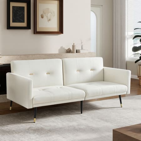 Canapé en velours beige avec dossier réglable, Okwish