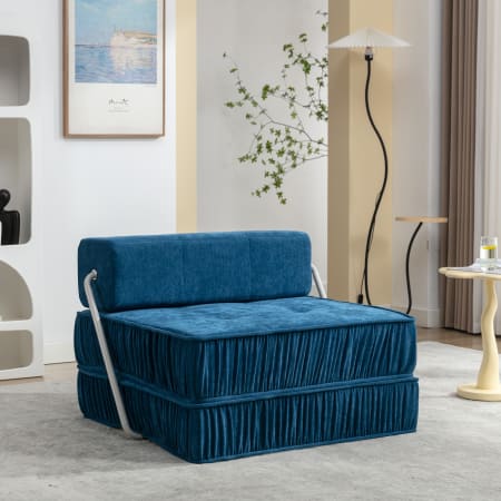 Canapé convertible en chenille bleue 186 x 93 x 44,5 cm, Okwish